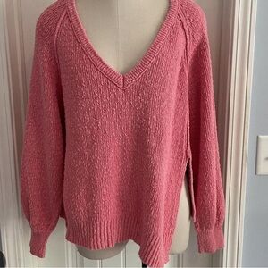 Women's Pink V-Neck Sweater